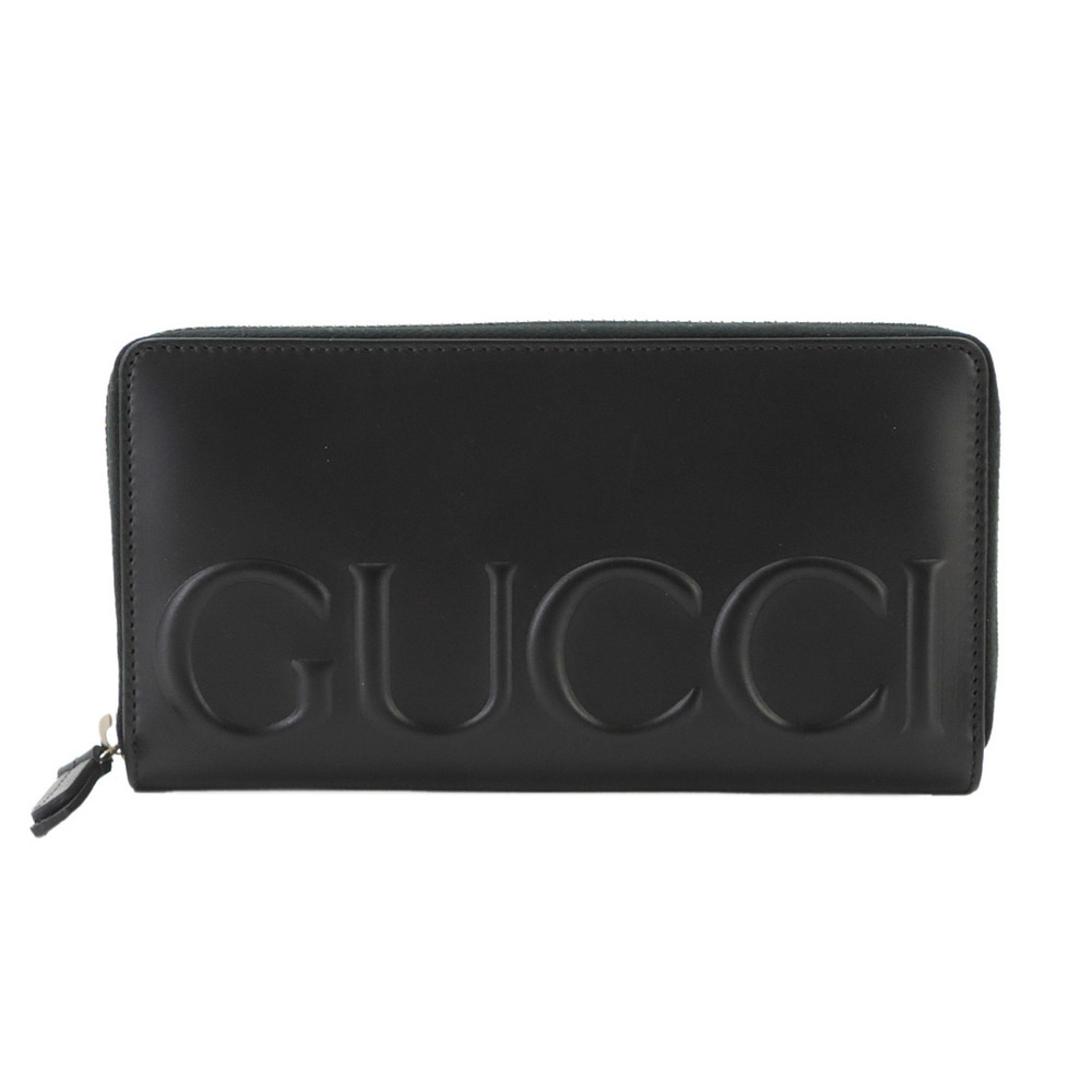 Gucci Big Round Long Wallet, Leather, Black, 421848, Silver Hardware, Logo Wa...